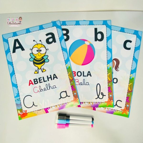 ALFABETO DE PAREDE 4 LETRAS-FUNDO DO MAR