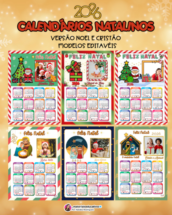 CALENDÁRIOS DE NATAL 2026 - Recursos para profs