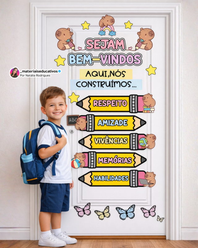 PAINEL PORTA VOLTA ÀS AULAS CAPIVARINHA FOFA