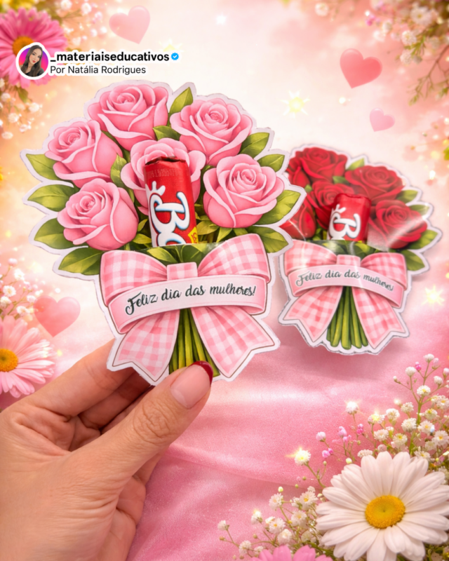 TAG BUQUÊ DE FLOR DIA DA MULHER